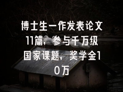 博士生一作发表论文11篇，参与千万级国家课题，奖学金10万