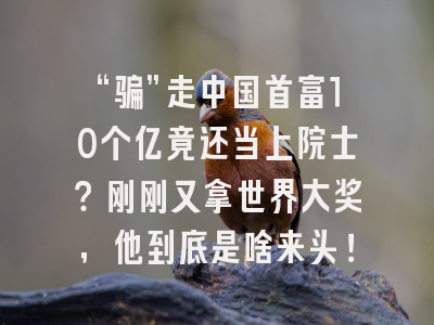 “骗”走中国首富10个亿竟还当上院士？刚刚又拿世界大奖，他到底是啥来头！