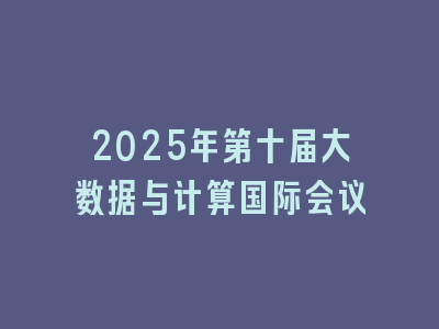 2025年第十届大数据与计算国际会议
