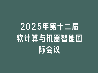 2025年第十二届软计算与机器智能国际会议