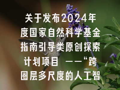 关于发布2024年度国家自然科学基金指南引导类原创探索计划项目 ——“跨圈层多尺度的人工智能数据同化前沿理论和原创方法”申请指南的通告