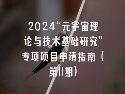 2024“元宇宙理论与技术基础研究”专项项目申请指南（第II期）