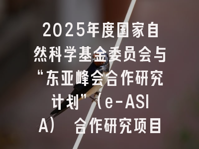 2025年度国家自然科学基金委员会与“东亚峰会合作研究计划”（e-ASIA） 合作研究项目指南
