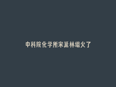 中科院化学所宋延林组火了