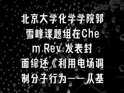 北京大学化学学院郭雪峰课题组在Chem.Rev.发表封面综述《利用电场调制分子行为——从基本物性到化学反应》