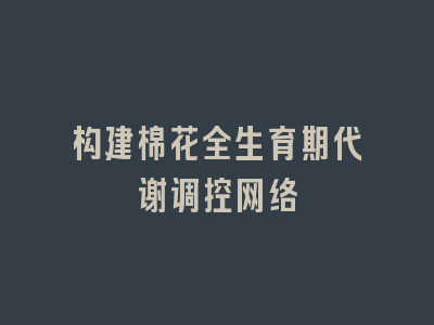 构建棉花全生育期代谢调控网络