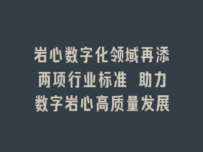 岩心数字化领域再添两项行业标准 助力数字岩心高质量发展