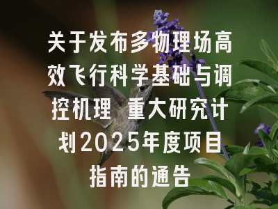关于发布多物理场高效飞行科学基础与调控机理 重大研究计划2025年度项目指南的通告