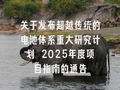 关于发布超越传统的电池体系重大研究计划 2025年度项目指南的通告
