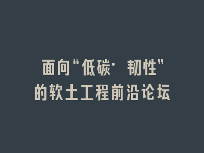 面向“低碳·韧性”的软土工程前沿论坛