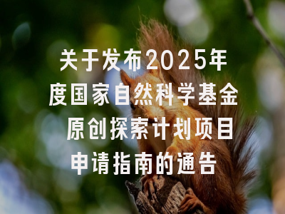 关于发布2025年度国家自然科学基金 原创探索计划项目申请指南的通告