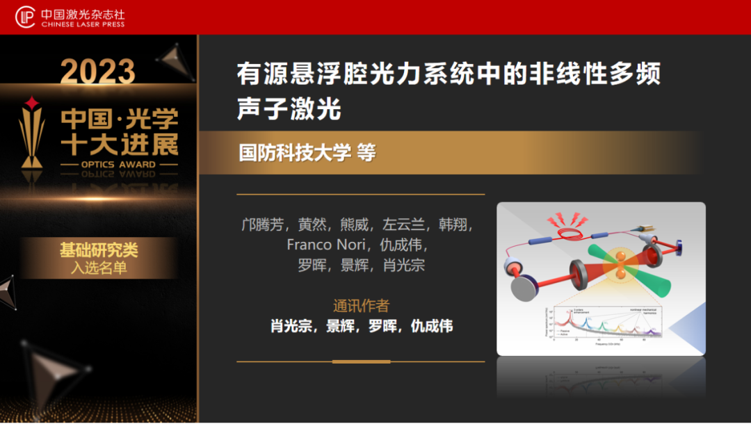 “2023中国光学十大进展”！国防科大激光陀螺创新团队成果上榜