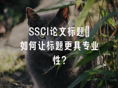 SSCI论文标题：如何让标题更具专业性？