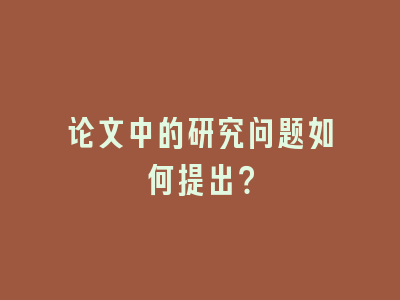 论文中的研究问题如何提出？