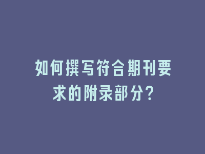 如何撰写符合期刊要求的附录部分？