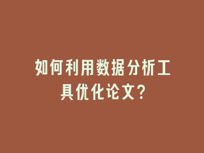 如何利用数据分析工具优化论文？