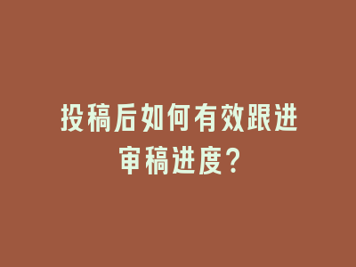 投稿后如何有效跟进审稿进度？