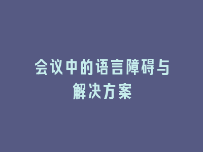 会议中的语言障碍与解决方案