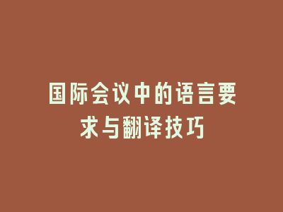 国际会议中的语言要求与翻译技巧