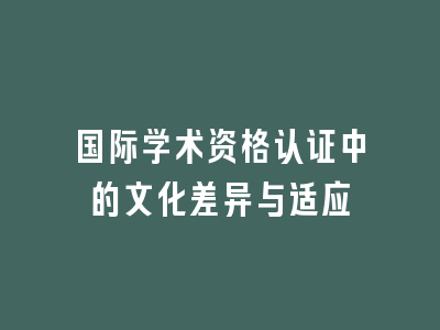 国际学术资格认证中的文化差异与适应