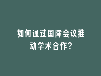 如何通过国际会议推动学术合作？