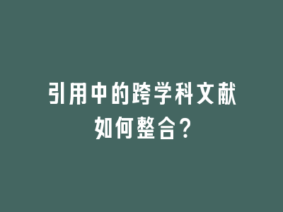 引用中的跨学科文献如何整合？