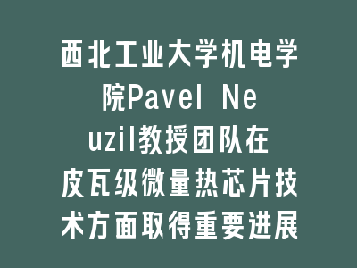 西北工业大学机电学院Pavel Neuzil教授团队在皮瓦级微量热芯片技术方面取得重要进展