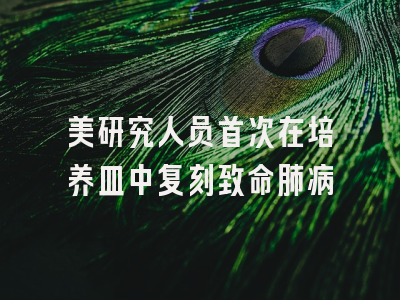 美研究人员首次在培养皿中复刻致命肺病