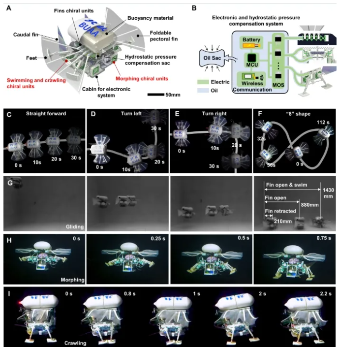 北京航空航天大学《Science Robotics》刊发北航研究团队和合作者最新研究成果：深海小型多模态机器人