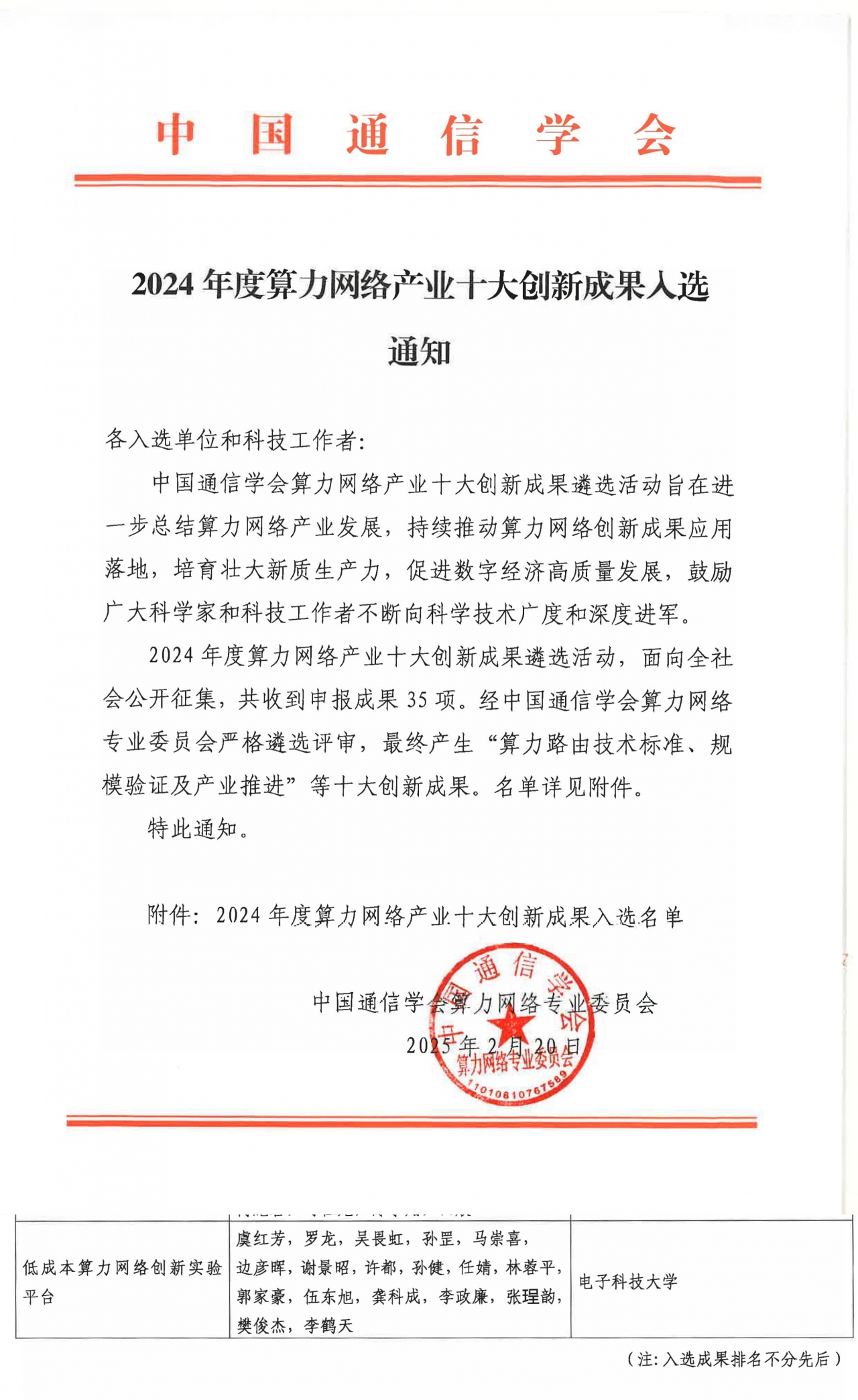 电子科技大学信通学院智慧网络及应用团队研究成果入选2024年度算力网络产业十大创新成果