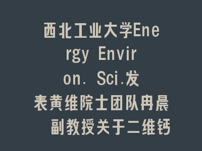 西北工业大学Energy Environ. Sci.发表黄维院士团队冉晨鑫副教授关于二维钙钛矿种子引导铅锡钙钛矿垂直生长的最新进展