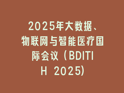 2025年大数据、物联网与智能医疗国际会议（BDITIH 2025)
