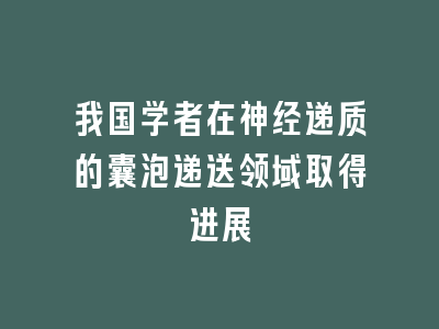 我国学者在神经递质的囊泡递送领域取得进展