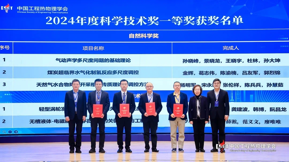 大连理工大学能动学院牵头项目荣获中国工程热物理学会“科学技术奖”一等奖