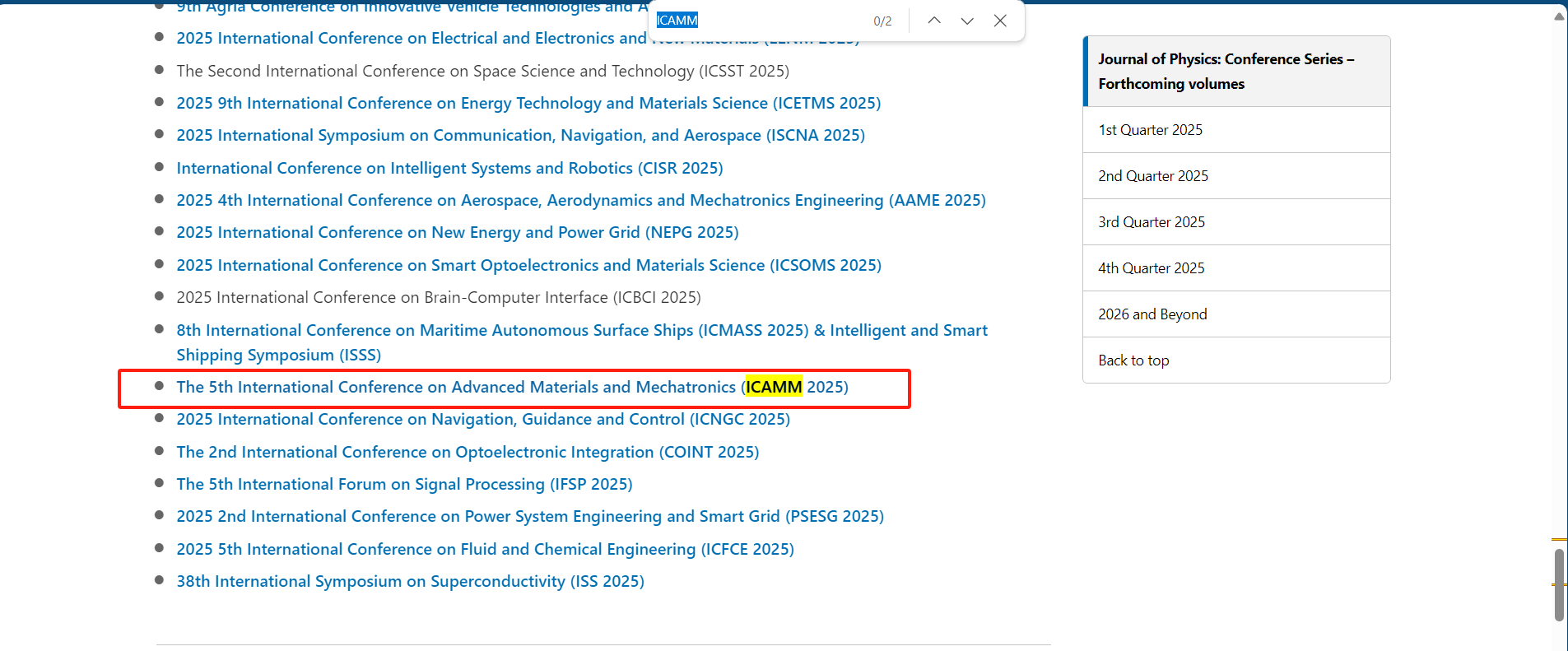 第五届先进材料与机械电子国际学术会议（ICAMM 2025）
