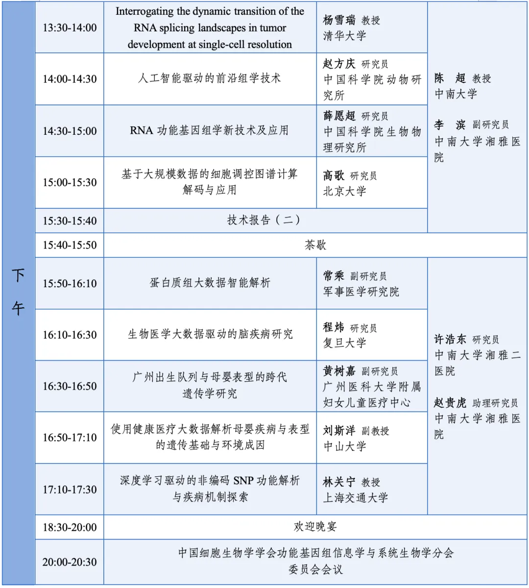 中国细胞生物学学会功能基因组信息学与系统生物学分会2025年全国学术研讨会