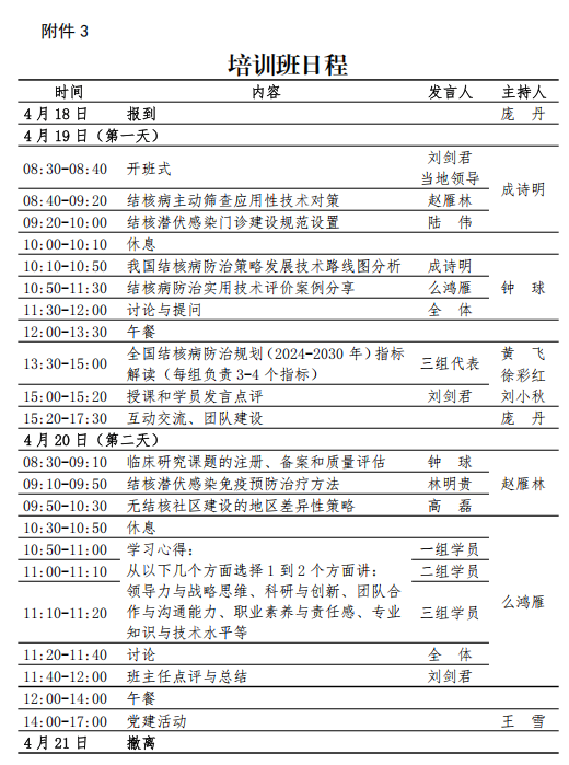 全国结核病防治青年领军人才培训班