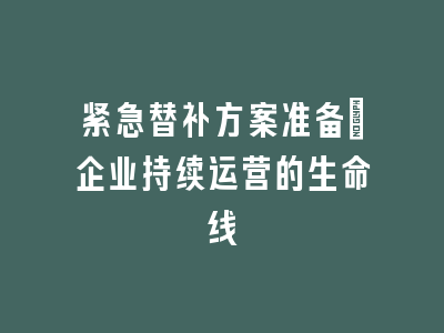 紧急替补方案准备：企业持续运营的生命线