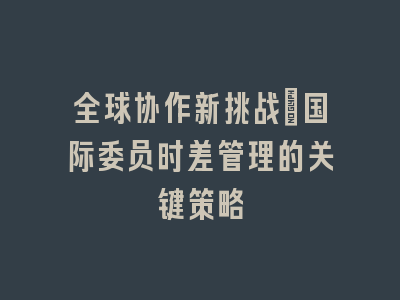 全球协作新挑战：国际委员时差管理的关键策略