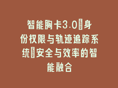 智能胸卡3.0：身份权限与轨迹追踪系统_安全与效率的智能融合