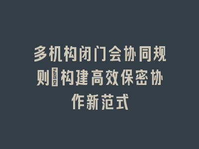 多机构闭门会协同规则：构建高效保密协作新范式