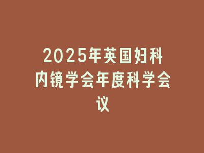 2025年英国妇科内镜学会年度科学会议