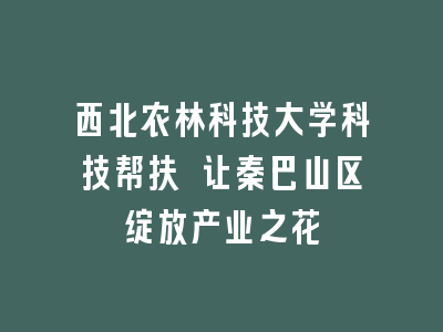 西北农林科技大学科技帮扶 让秦巴山区绽放产业之花