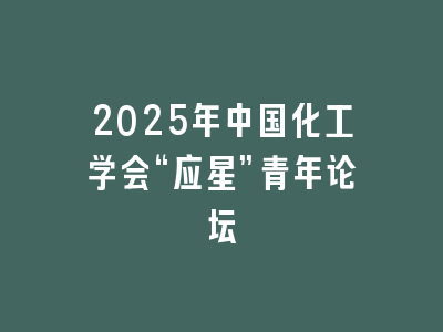 2025年中国化工学会“应星”青年论坛