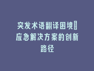 突发术语翻译困境_应急解决方案的创新路径