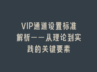 VIP通道设置标准解析——从理论到实践的关键要素