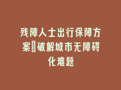 残障人士出行保障方案：破解城市无障碍化难题