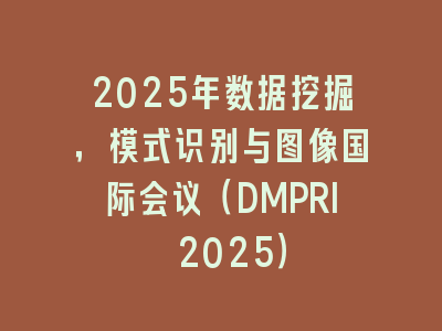 2025年数据挖掘，模式识别与图像国际会议（DMPRI 2025）