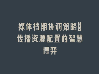 媒体档期协调策略_传播资源配置的智慧博弈