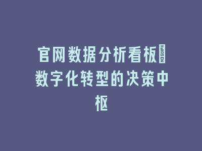 官网数据分析看板_数字化转型的决策中枢